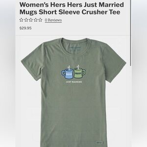 Life Is Good Women's Hers Hers Just Married Mugs Short Sleeve Crusher Tee